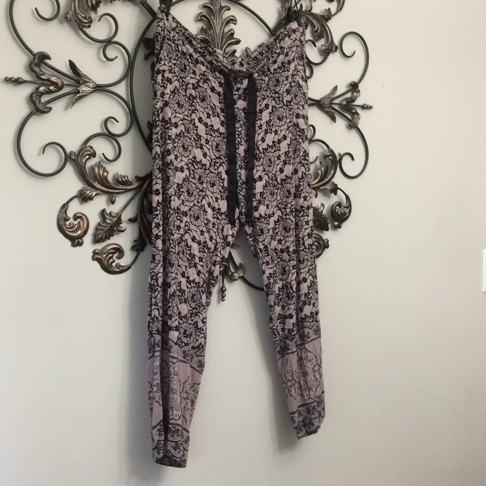 Soma pink & black lace look drawstring sleep pant